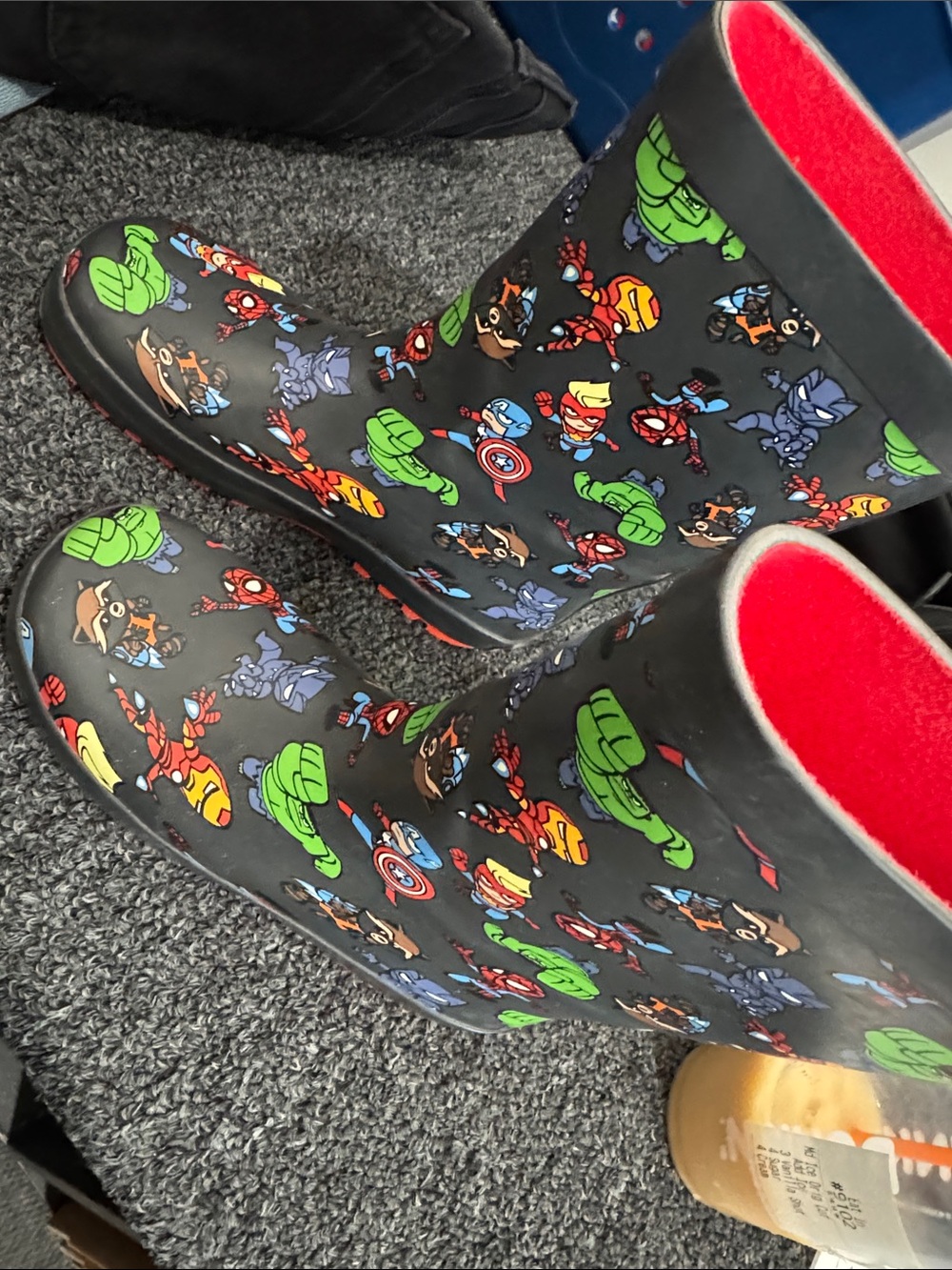 H&M Kids Black Marvel Character Rain & Snow Boots with Red Lining